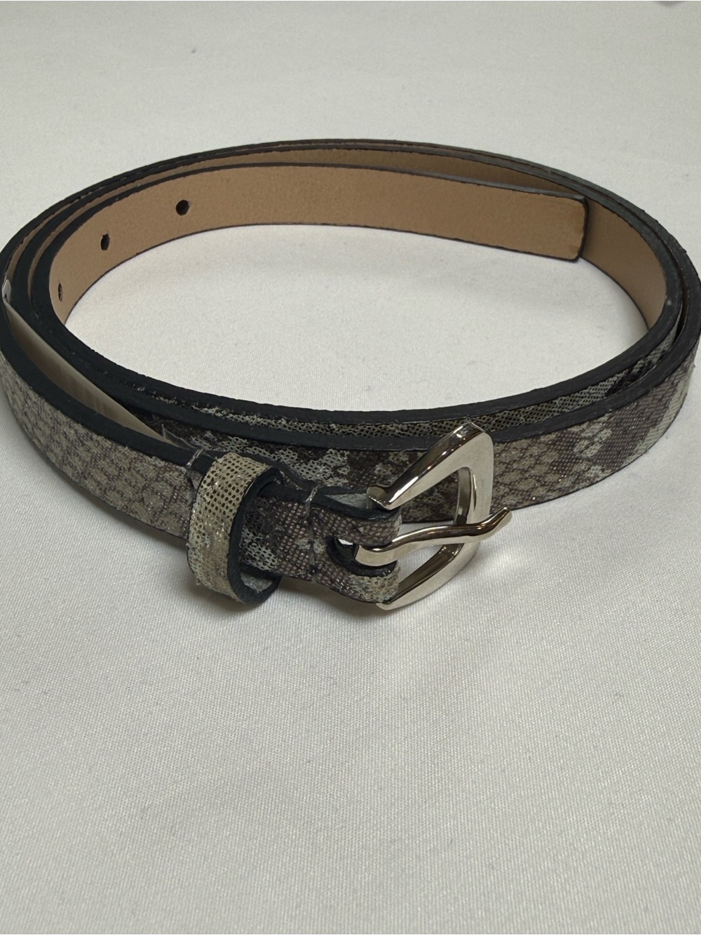 MICHAEL Michael Kors Snake-Print Belt with Silver-Tone Buckle NWT